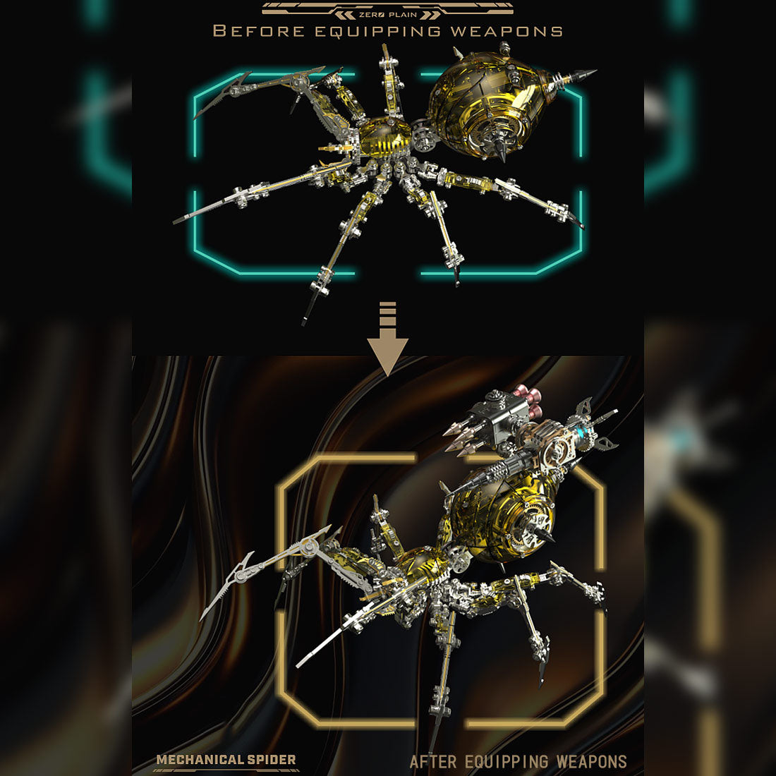 Punk 3D Metal War Spider King Assembly Mechanical Fantasy Model Building Kits - stirlingkit