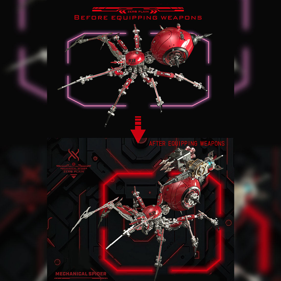 Punk 3D Metal War Spider King Assembly Mechanical Fantasy Model Building Kits - stirlingkit