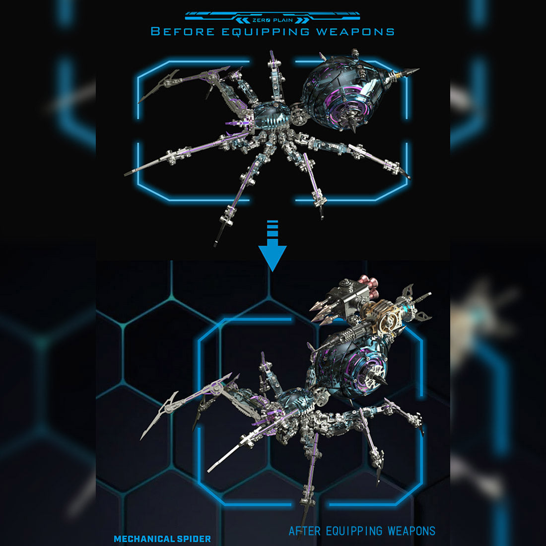 Punk 3D Metal War Spider King Assembly Mechanical Fantasy Model Building Kits - stirlingkit