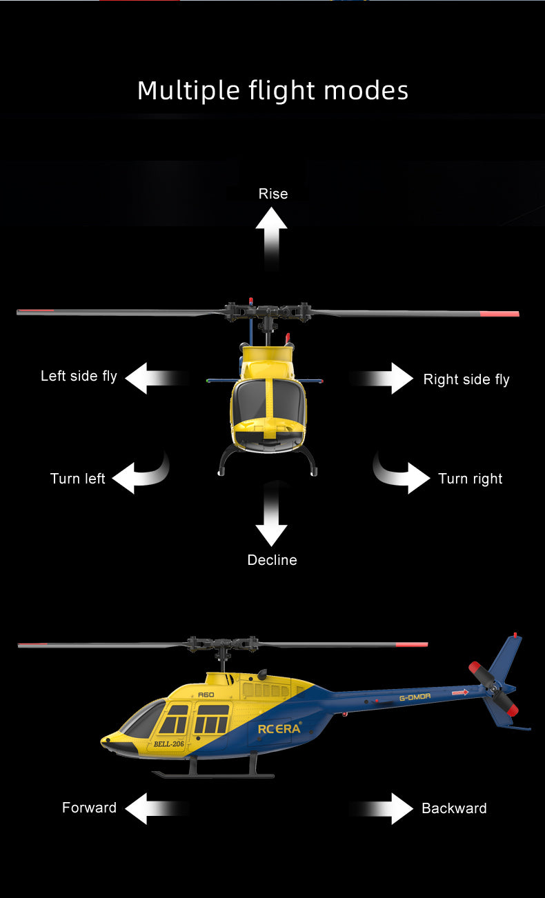 RC ERA A60 BELL 206 Mini Optical Flow RC Helicopter Model for Beginner RTF 90-Class 2.4G 4CH 1/42 - stirlingkit