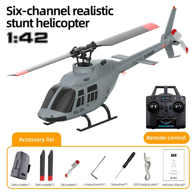 RC ERA A60 BELL 206 Mini Optical Flow RC Helicopter Model for Beginner RTF 90-Class 2.4G 4CH 1/42 - stirlingkit