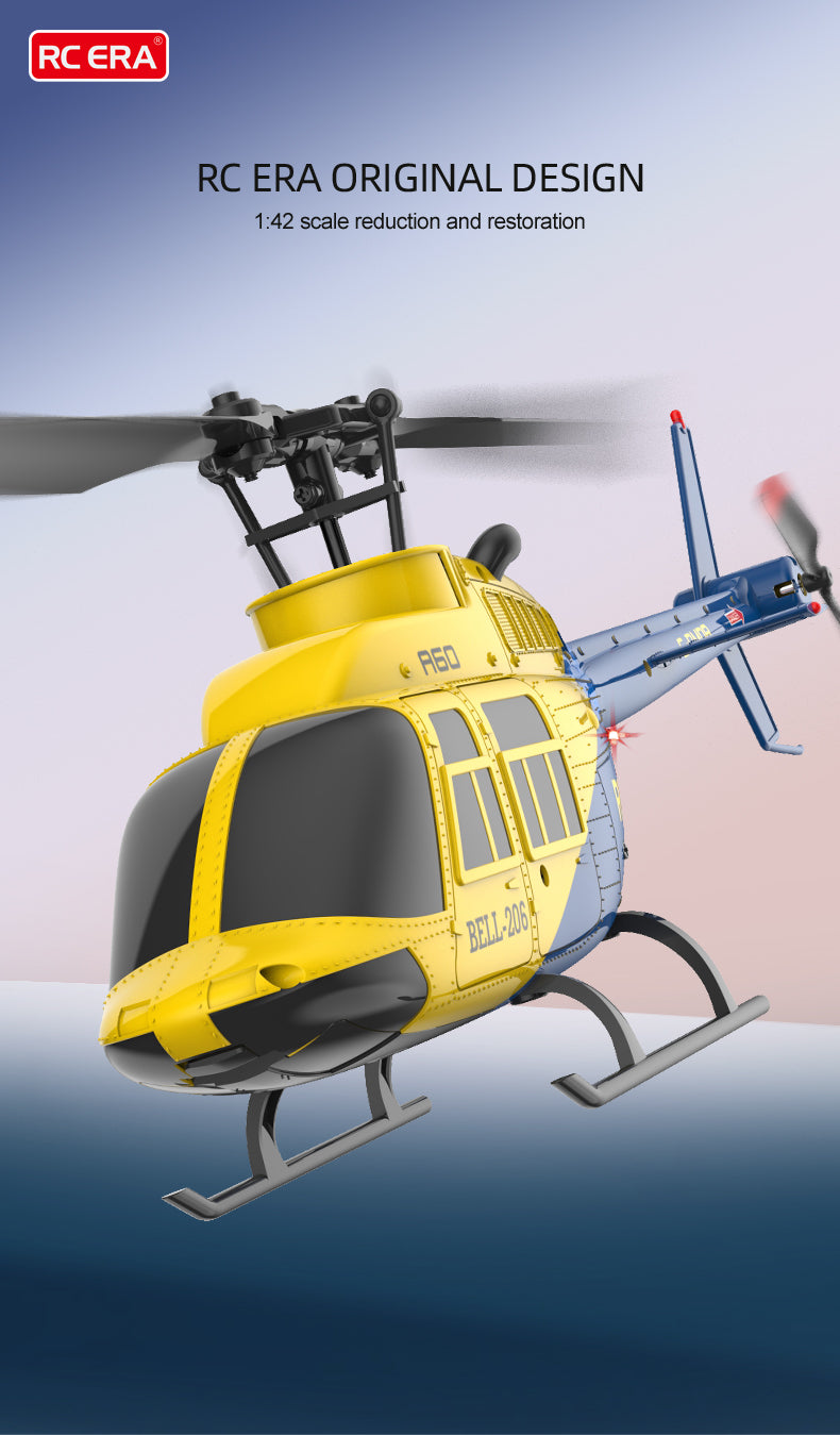RC ERA A60 BELL 206 Mini Optical Flow RC Helicopter Model for Beginner RTF 90-Class 2.4G 4CH 1/42 - stirlingkit