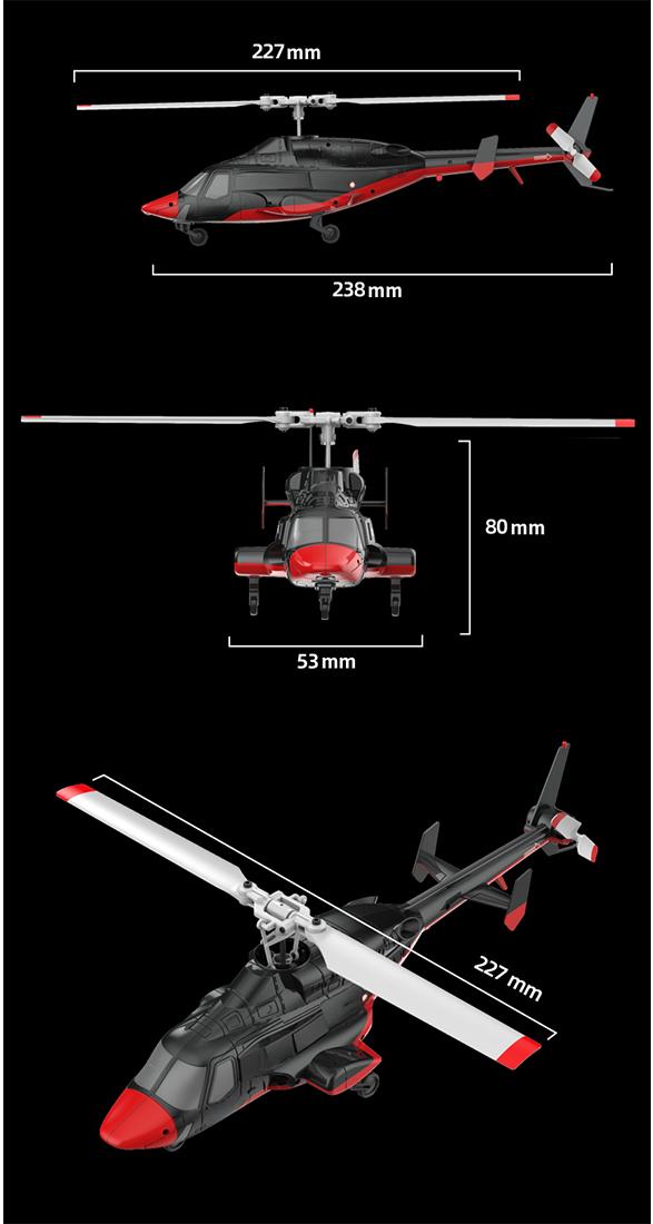 RC ERA A61 Micro RC Airwolf Helicopter 1/53 Scale Gyro with Optical Flow Altitude Hold RTF - stirlingkit