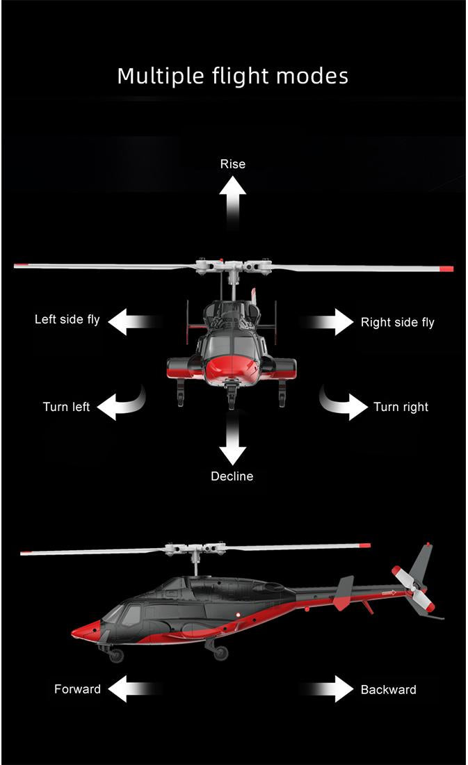 RC ERA A61 Micro RC Airwolf Helicopter 1/53 Scale Gyro with Optical Flow Altitude Hold RTF - stirlingkit