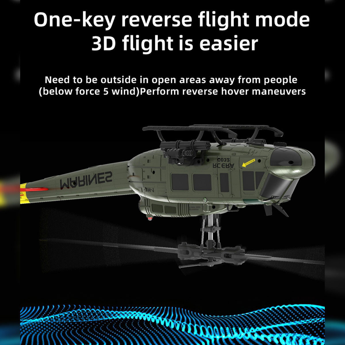 RC ERA C032 UH-1 Huey RTF 2.4G 6CH Flybarless 1/48 RC Helicopter Model for Beginner - stirlingkit