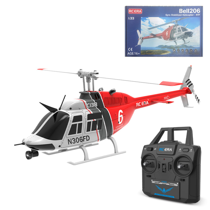 RC ERA C138 206 RC Helicopter 2.4G 6CH 1/33 Scale No Aileron Helicopter with Altitude Hold - stirlingkit