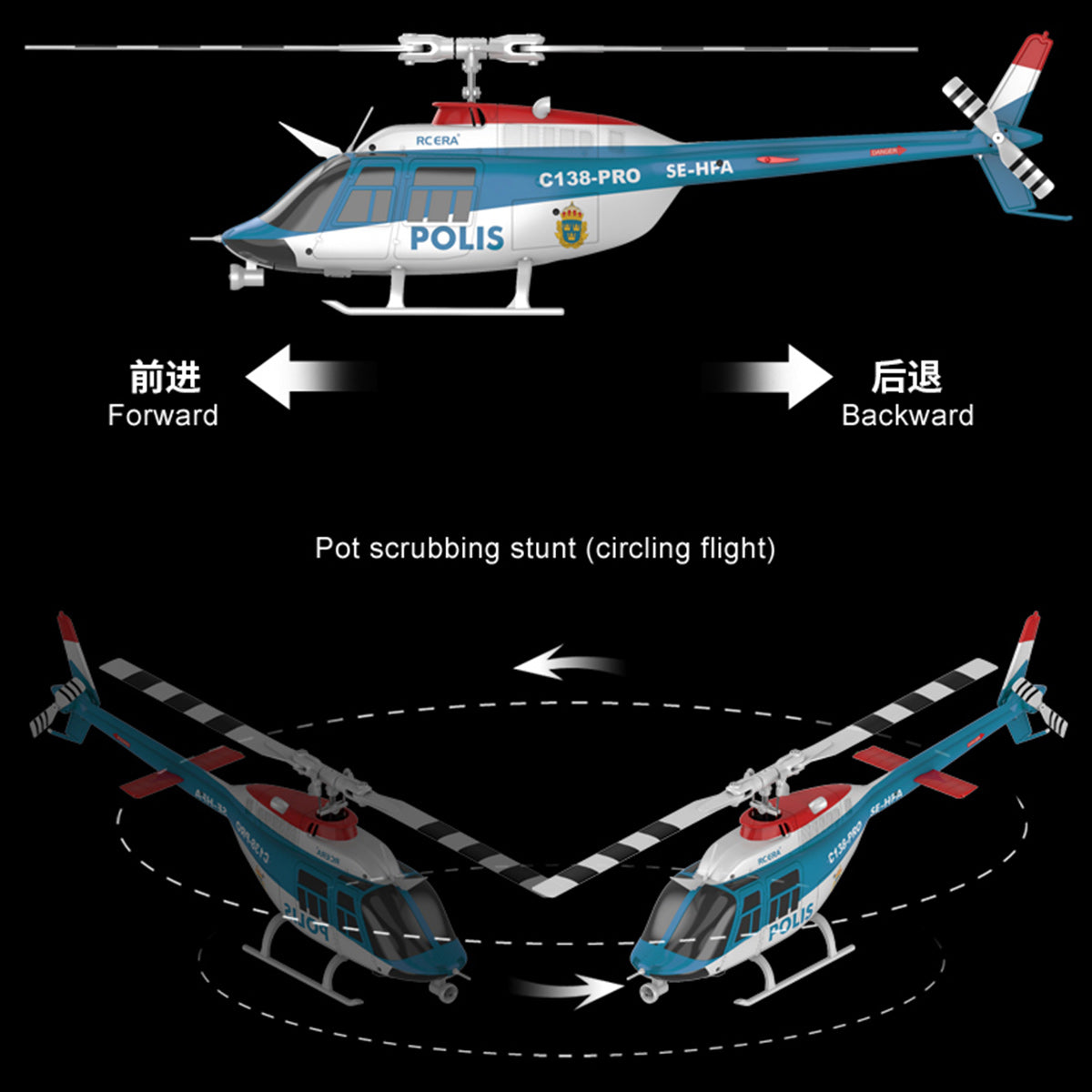 RC ERA C138 PRO Bell 206 Jet Ranger 2.4G 6CH 1/33 Scale RC Helicopter Model RTF - stirlingkit