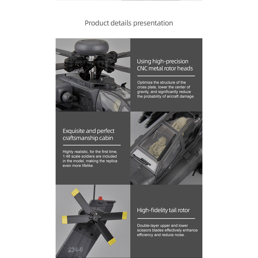 RC ERA C170 AH-64 Apache Small Scale RC Helicopter Model 6CH Optical Flow - stirlingkit