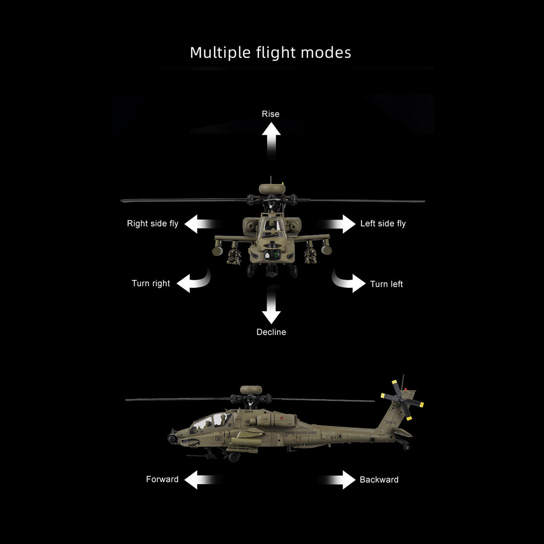 RC ERA C170 AH-64 Apache Small Scale RC Helicopter Model 6CH Optical Flow - stirlingkit