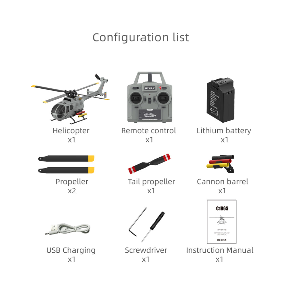 RC ERA C186S 6CH RC BO-105 Helicopter 1/48 Micro Scale 2.4G Military RC Plane with Optical Flow Positioning - stirlingkit