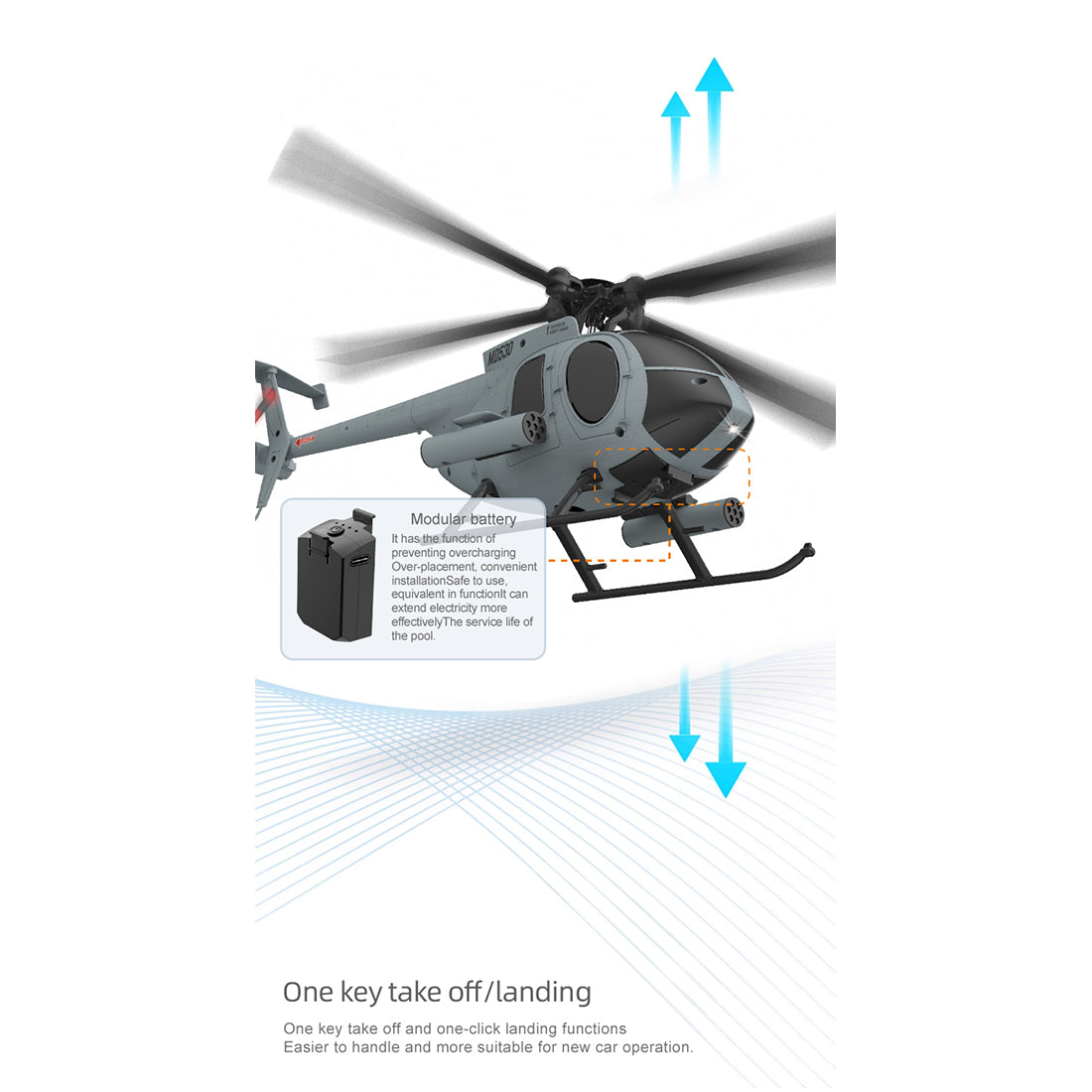 RC ERA ERA C184 MD500 Little Bird RTF RC Helicopter 2.4G 4CH Optical Flow 1/48 Scale 110 Size - stirlingkit
