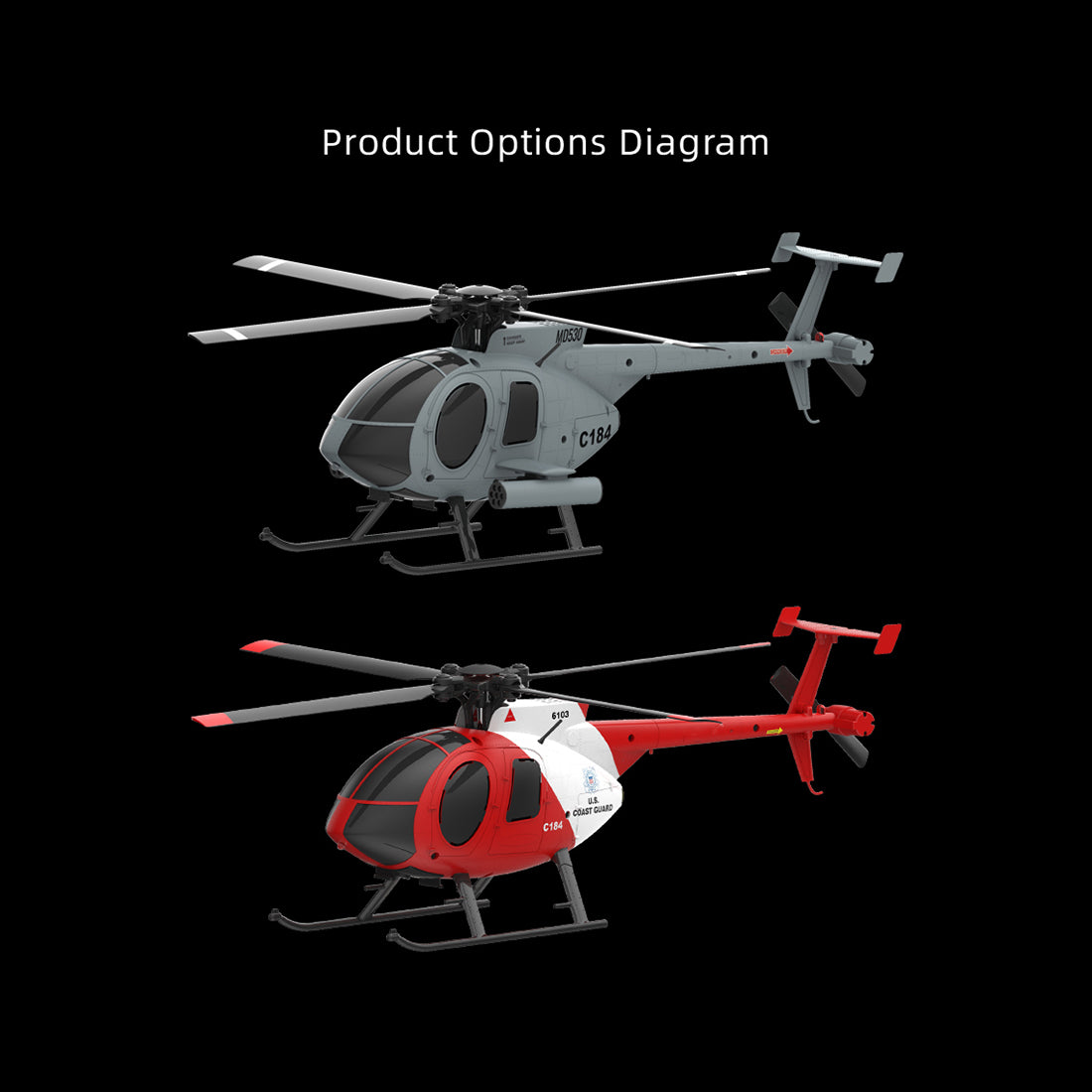 RC ERA ERA C184 MD500 Little Bird RTF RC Helicopter 2.4G 4CH Optical Flow 1/48 Scale 110 Size - stirlingkit