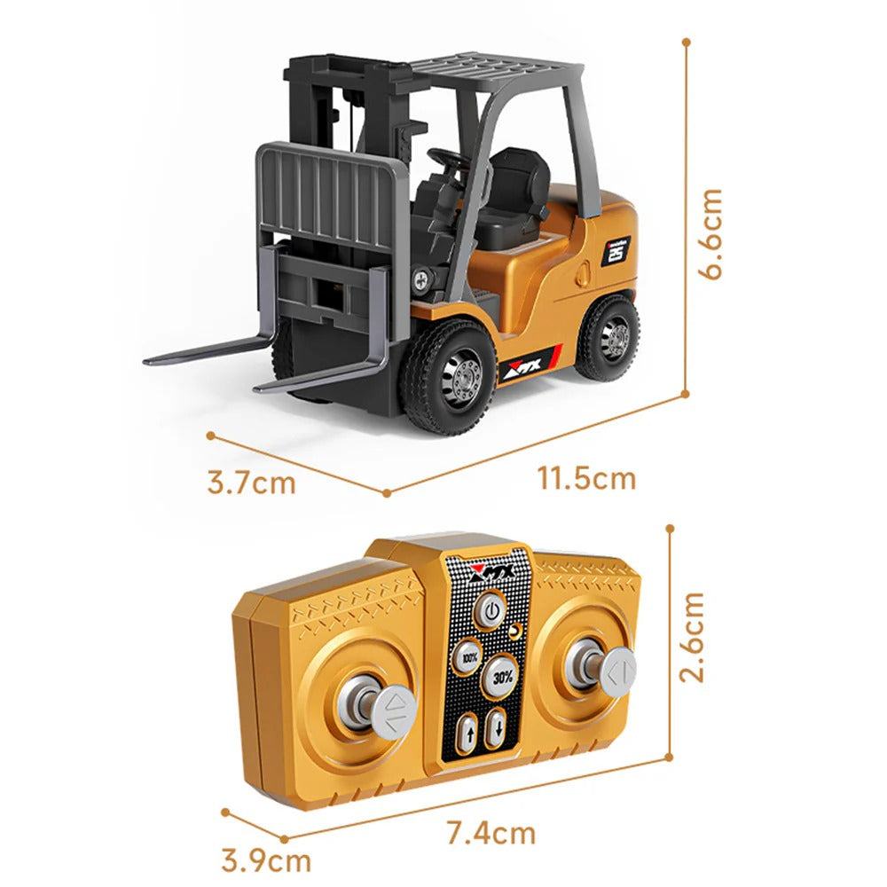RC Forklift Remote Control Forklift With Flatbed Trailer Pullback Car 1/64 Scale 2.4G Kids Toy - stirlingkit