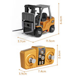 RC Forklift Remote Control Forklift With Flatbed Trailer Pullback Car 1/64 Scale 2.4G Kids Toy