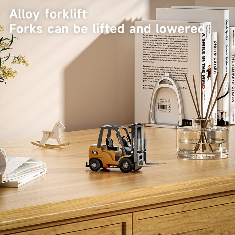 RC Forklift Remote Control Forklift With Flatbed Trailer Pullback Car 1/64 Scale 2.4G Kids Toy - stirlingkit
