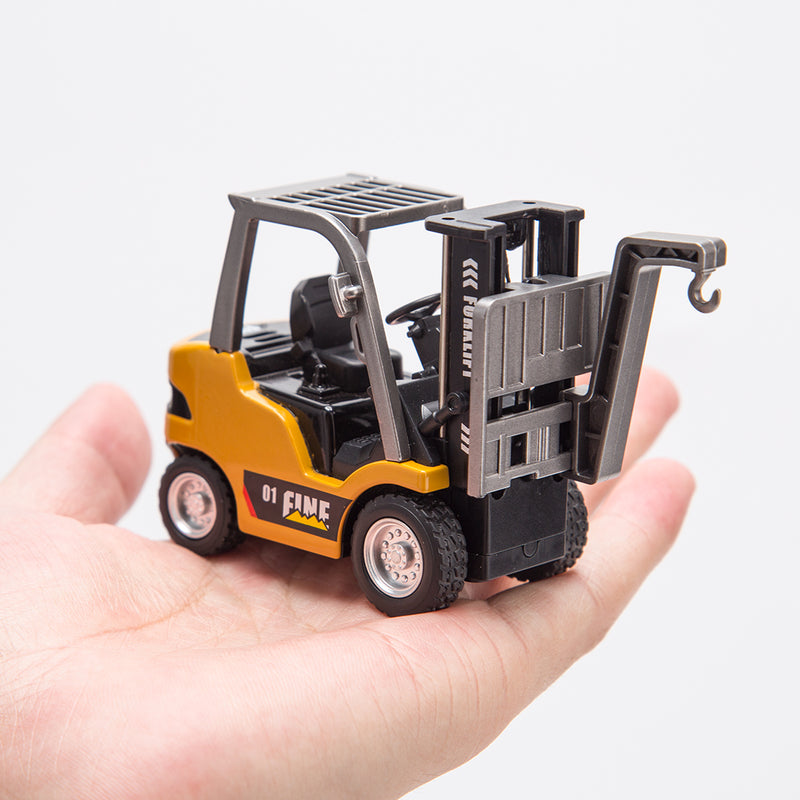 RC Forklift Remote Control Forklift With Flatbed Trailer Pullback Car 1/64 Scale 2.4G Kids Toy