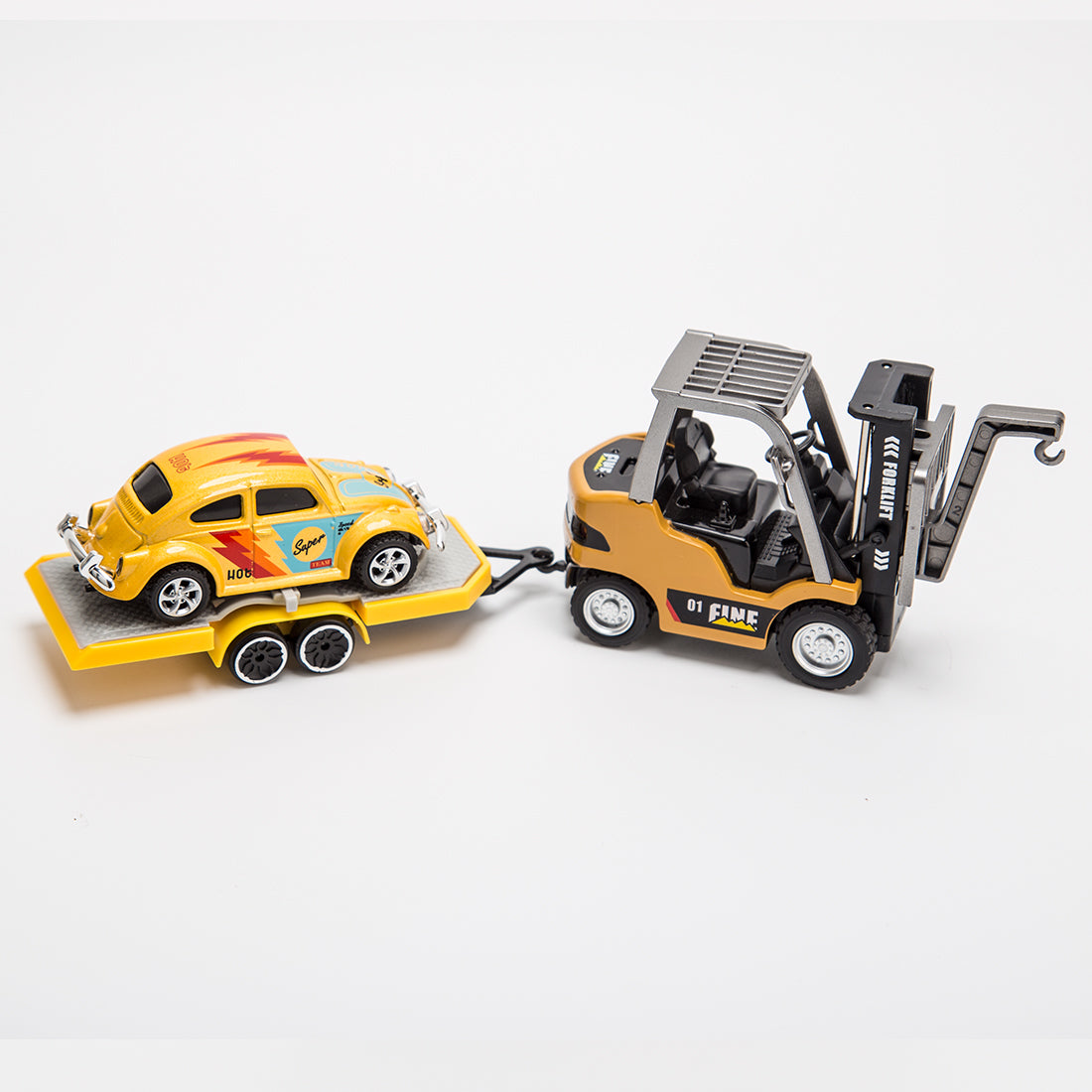 RC Forklift Remote Control Forklift With Flatbed Trailer Pullback Car 1/64 Scale 2.4G Kids Toy - stirlingkit