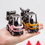 RC Forklift Remote Control Forklift With Flatbed Trailer Pullback Car 1/64 Scale 2.4G Kids Toy