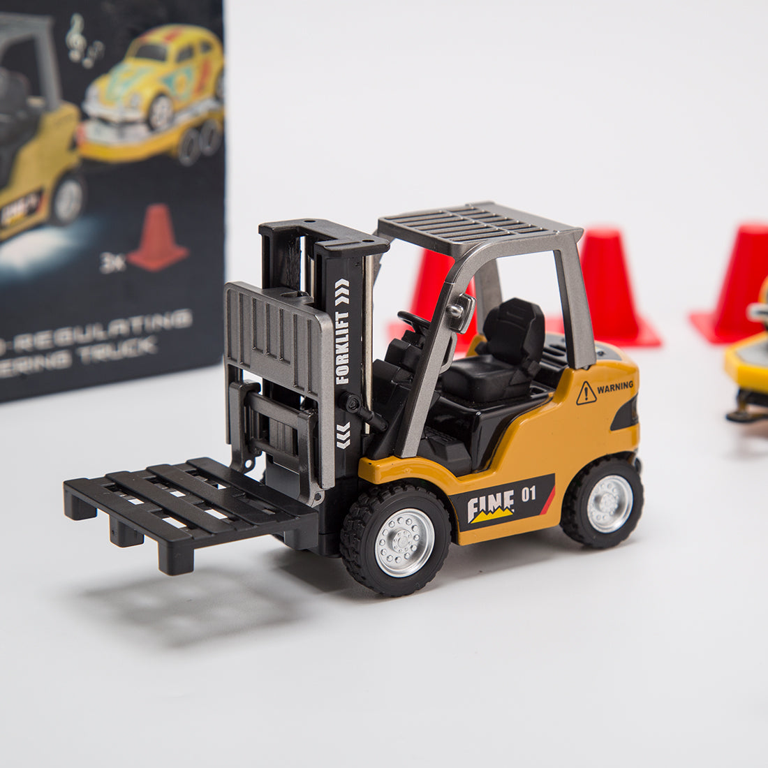 RC Forklift Remote Control Forklift With Flatbed Trailer Pullback Car 1/64 Scale 2.4G Kids Toy - stirlingkit