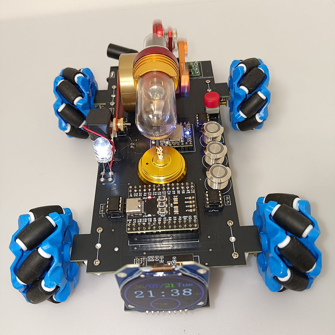 RC Stirling Engine Mecanum Wheel Vehicle - stirlingkit