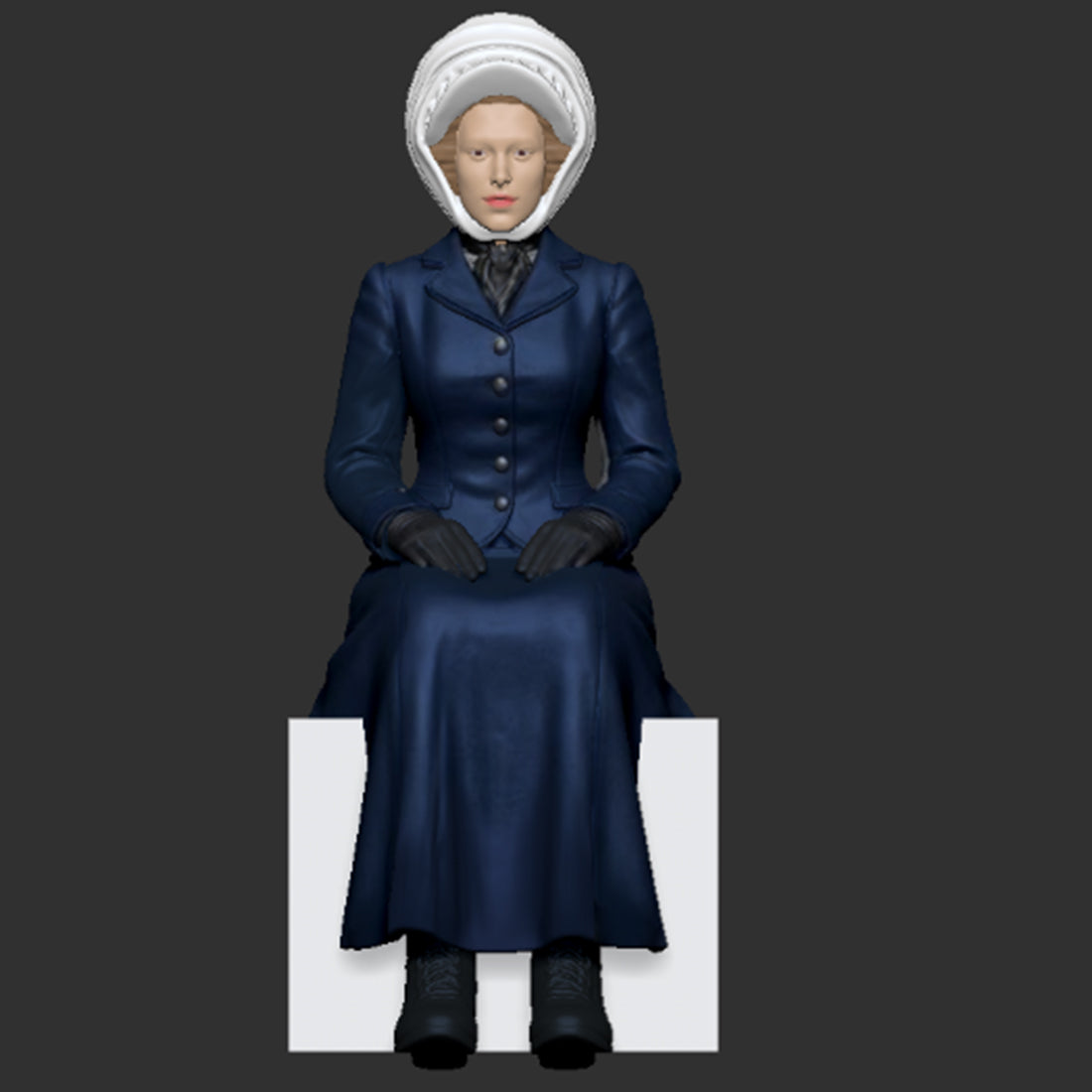Bertha Benz inspired 1880s lady figure for TECHING DM229, front and side view