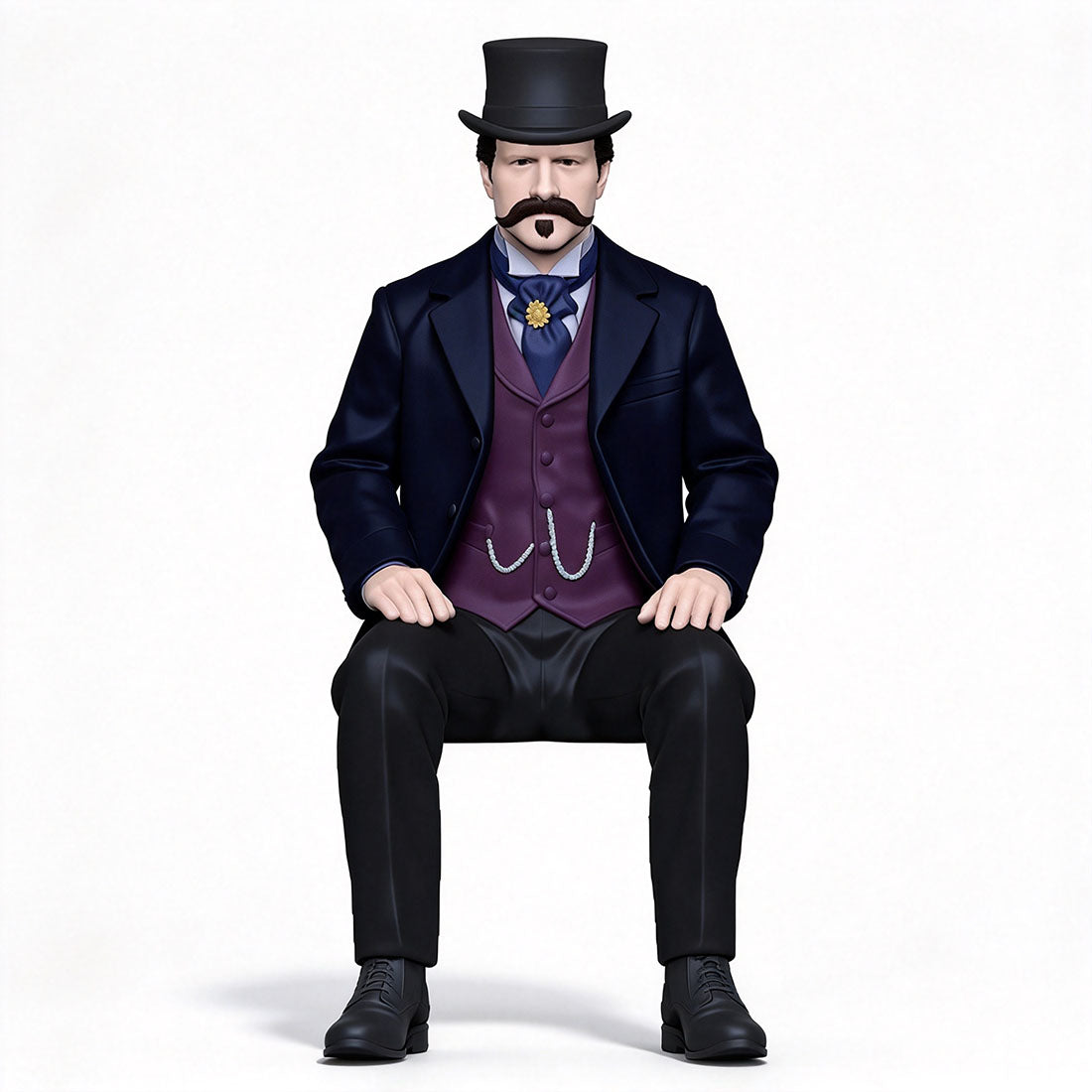 Karl Benz inspired 1880s gentleman figure for TECHING DM229, front and side view