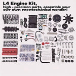 V4 Car Engine Model Full Metal Assembling Four-cylinder Building Kits for Researching Industry Studying/Toy/Gift