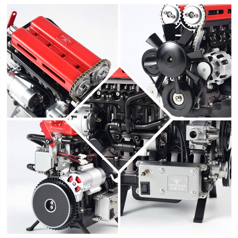 V4 Car Engine Model Full Metal Assembling Four-cylinder Building Kits for Researching Industry Studying/Toy/Gift