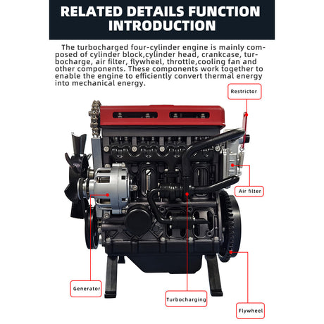 TECHING Build Your Own 4 Cylinder Engine Kits for Adults with Turbocharger DM111 Upgrade - stirlingkit