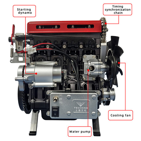TECHING Build Your Own 4 Cylinder Engine Kits for Adults with Turbocharger DM111 Upgrade - stirlingkit