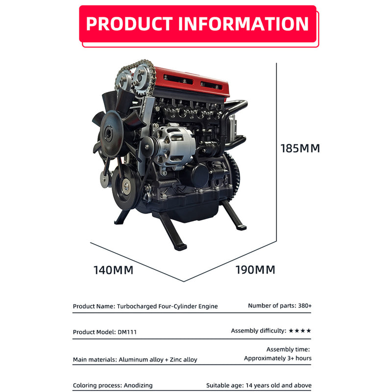 V4 Car Engine Model Full Metal Assembling Four-cylinder Building Kits for Researching Industry Studying/Toy/Gift