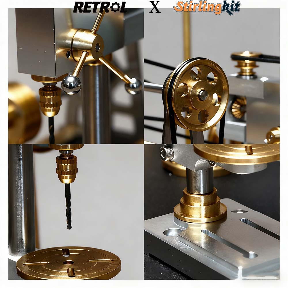 RETROL GF-01 Miniature Metal Working Workshop Model Kits with Mechanical Transmission System for Retrol Steam Engine Models - stirlingkit