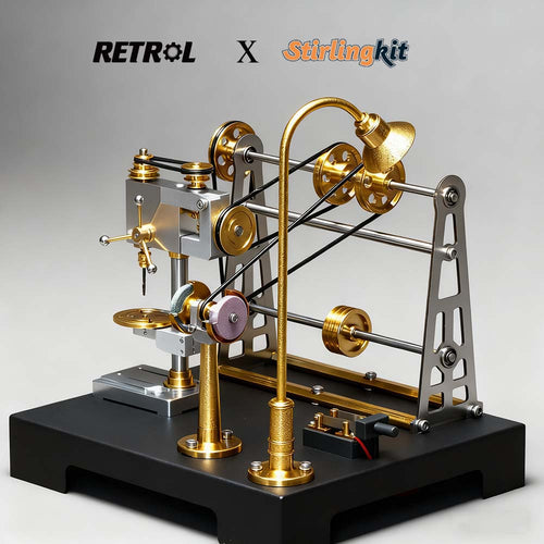 RETROL GF-01 Miniature Metal Working Workshop Model Kits with Mechanical Transmission System for Retrol Steam Engine Models