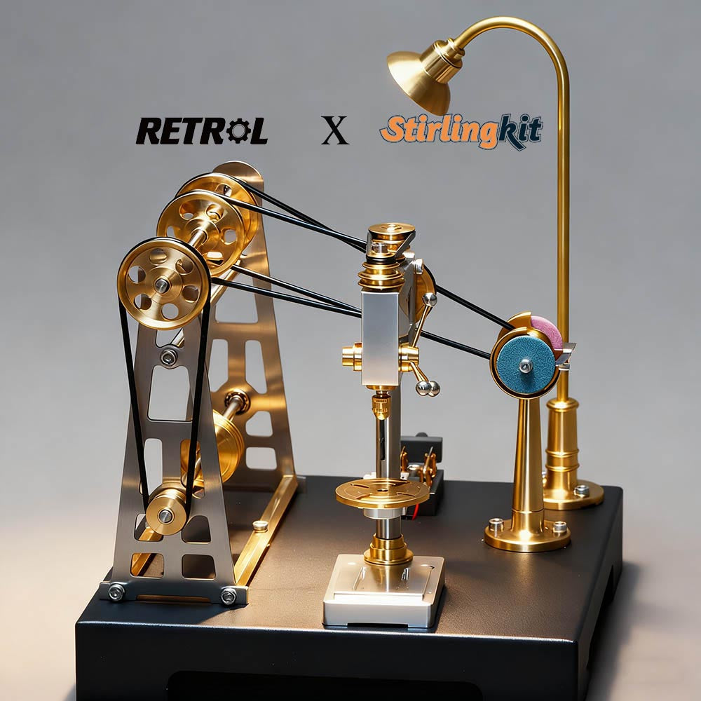 RETROL GF-01 Miniature Metal Working Workshop Model Kits with Mechanical Transmission System for Retrol Steam Engine Models - stirlingkit
