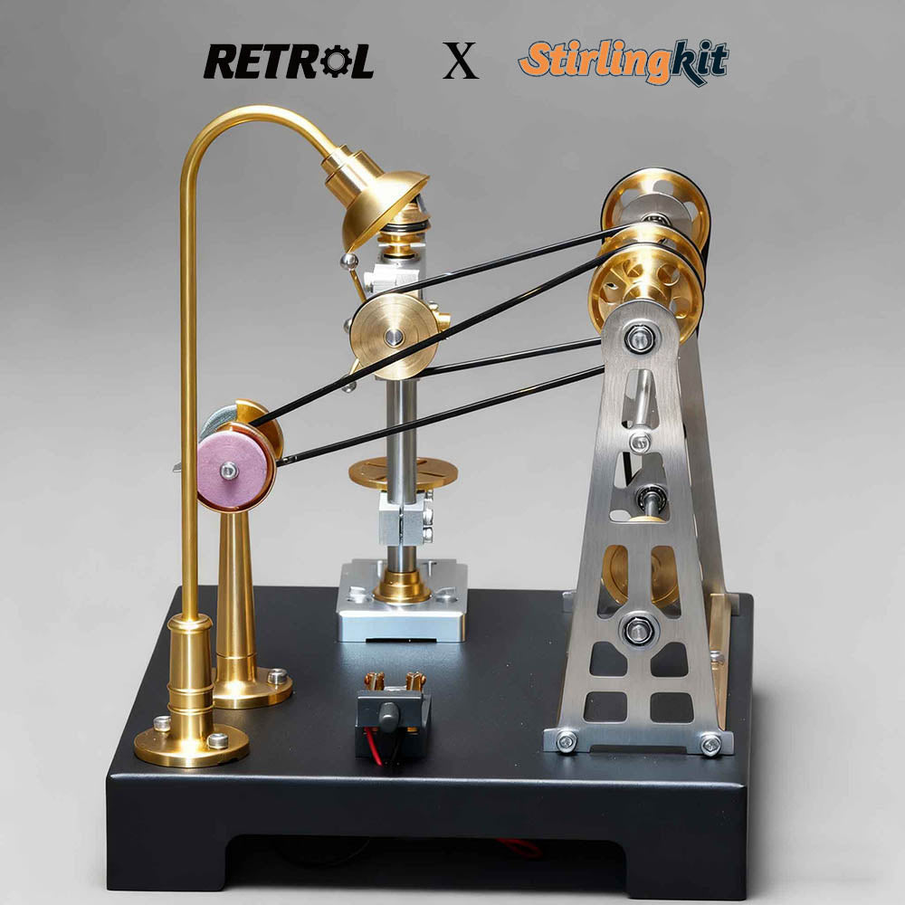 RETROL GF-01 Miniature Metal Working Workshop Model Kits with Mechanical Transmission System for Retrol Steam Engine Models - stirlingkit