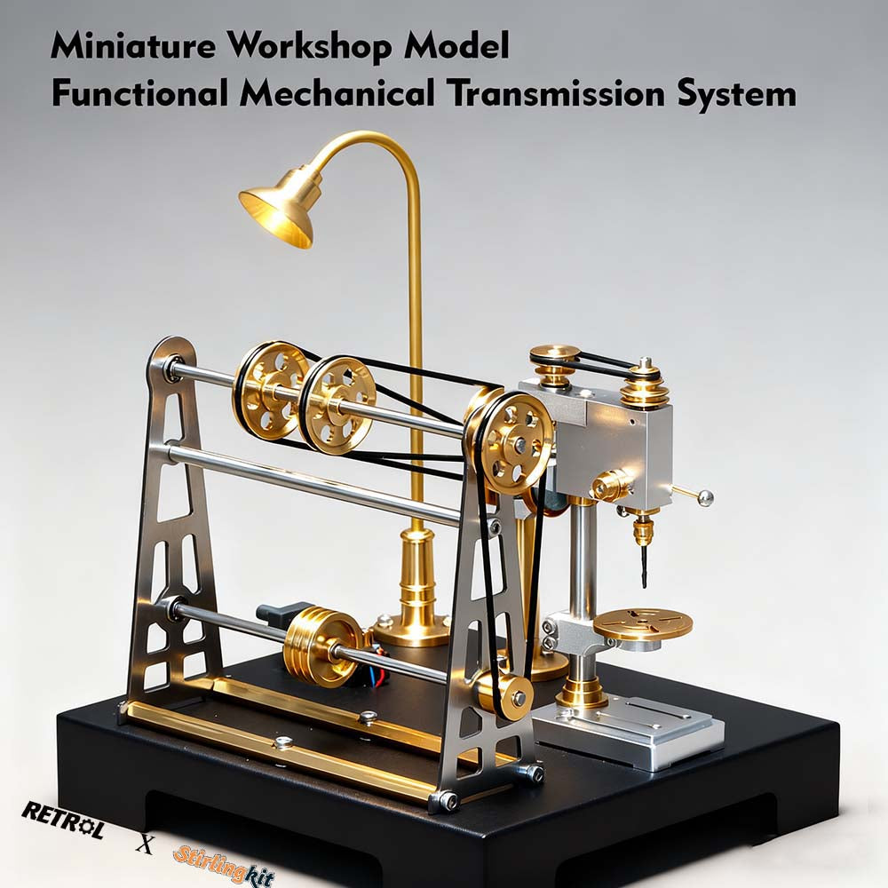 RETROL GF-01 Miniature Metal Working Workshop Model Kits with Mechanical Transmission System for Retrol Steam Engine Models