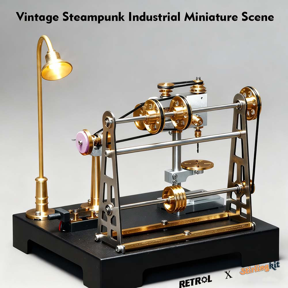 RETROL GF-01 Miniature Metal Working Workshop Model Kits with Mechanical Transmission System for Retrol Steam Engine Models