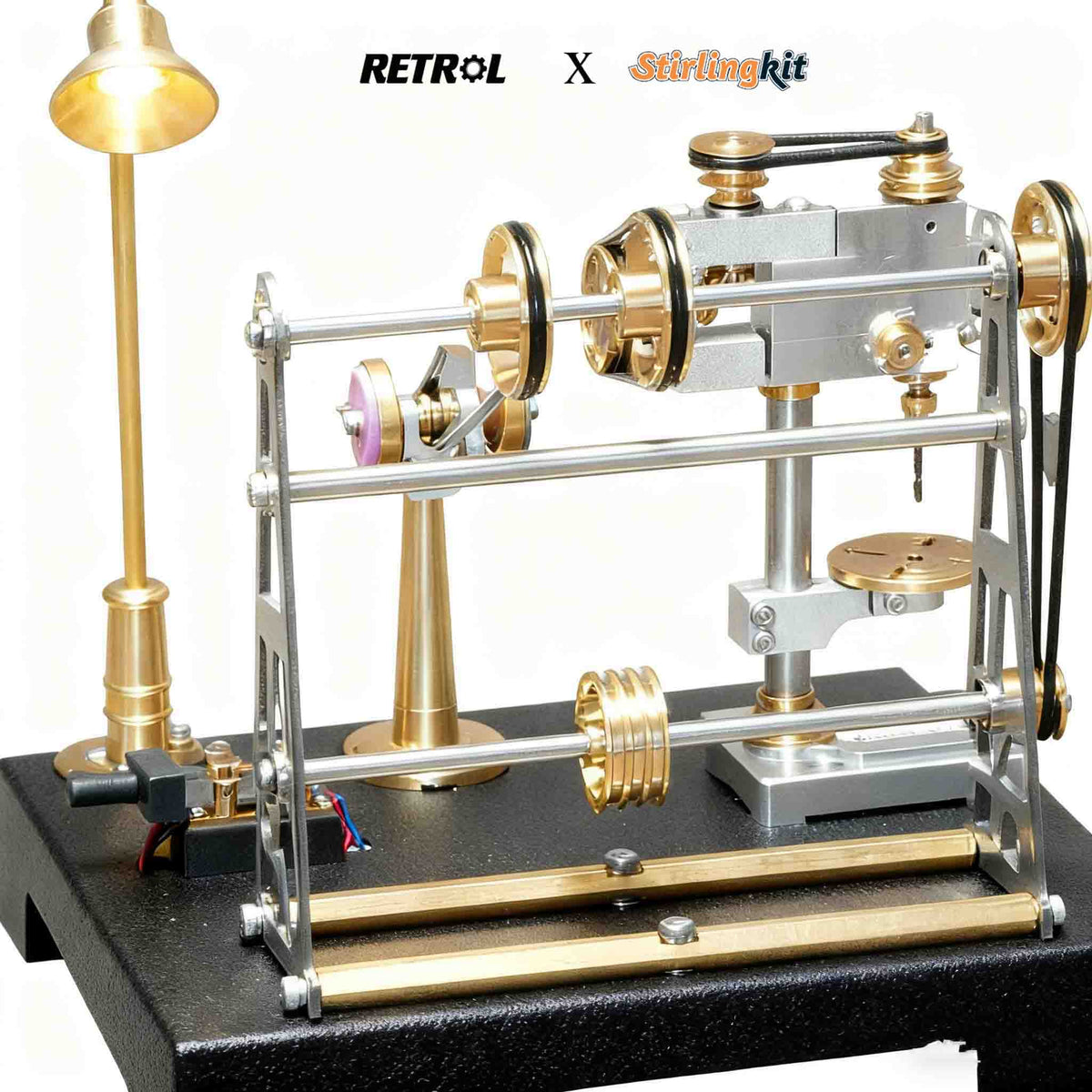 RETROL GF-01 Miniature Metal Working Workshop Model Kits with Mechanical Transmission System for Retrol Steam Engine Models - stirlingkit