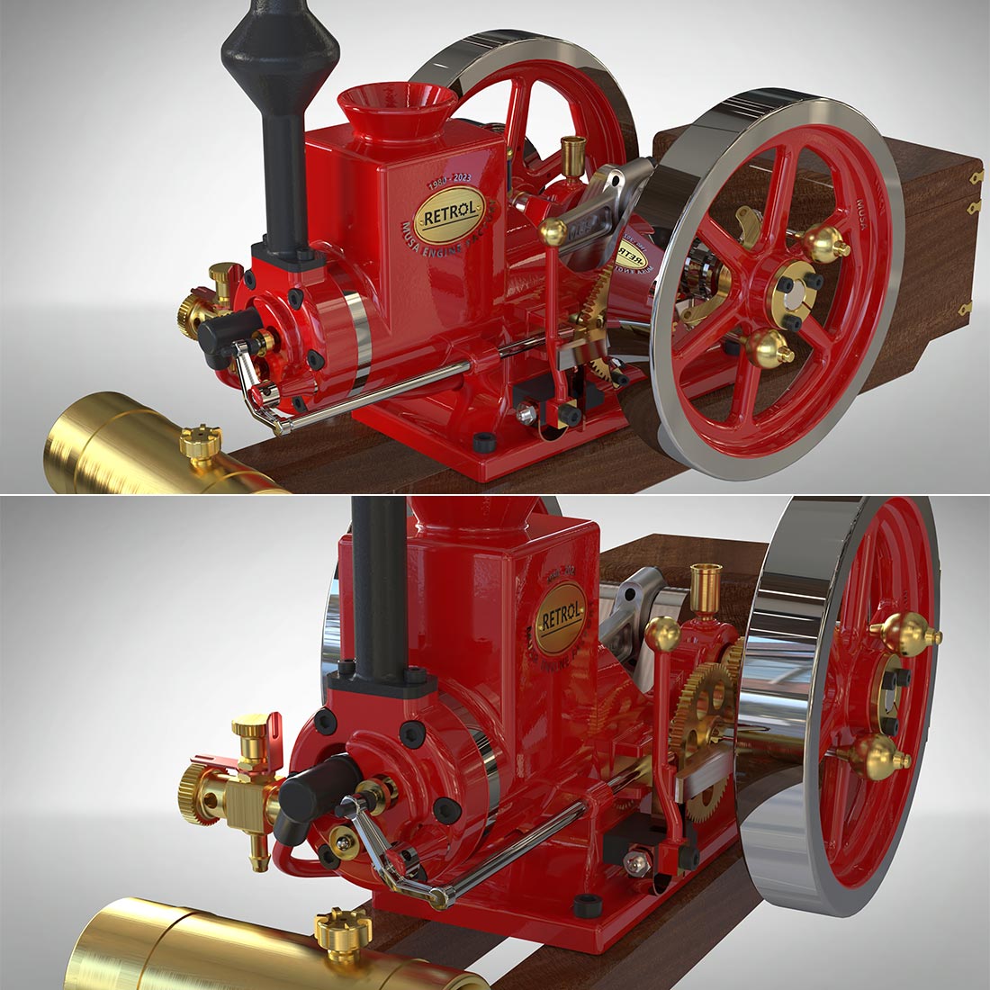 RETROL HM-01 Hit and Miss Engine Full Set with Stationary Engine Cart - stirlingkit