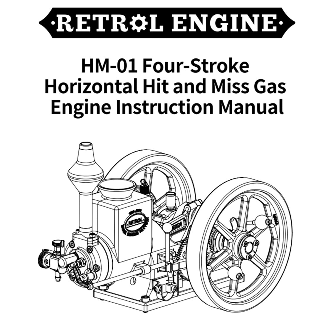 RETROL HM-01 Hit and Miss Engine Full Set with Stationary Engine Cart - stirlingkit
