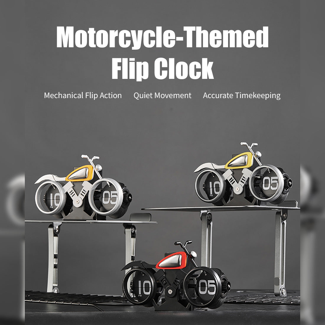 Retrol Motorcycle Flip Clock Unique Gift for Biker - stirlingkit