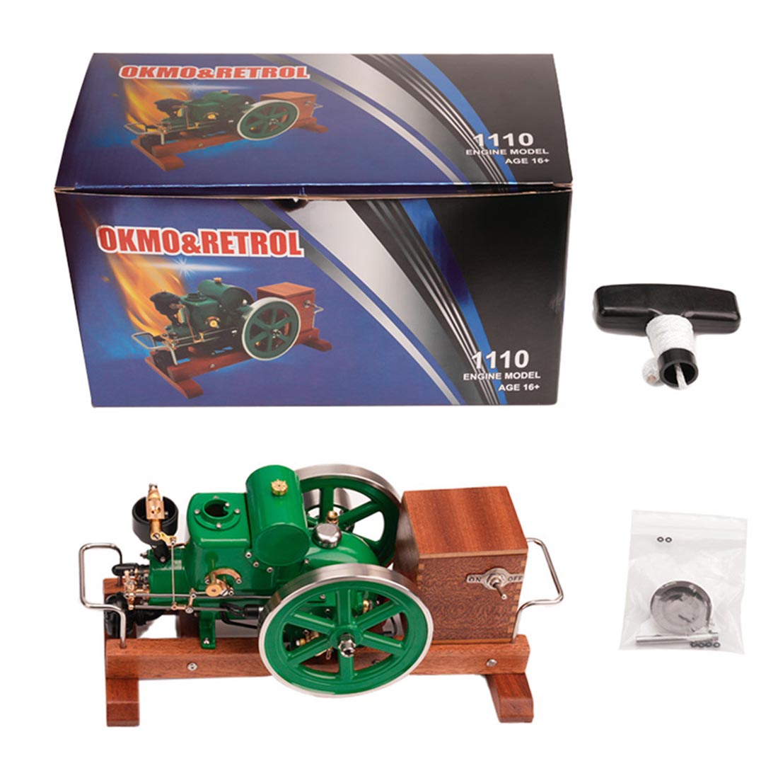 RETROL & OKMO 1110 Miniature Gas 4-Stroke ICE Japanese Style Retro Classic Engine Model Full Set - stirlingkit