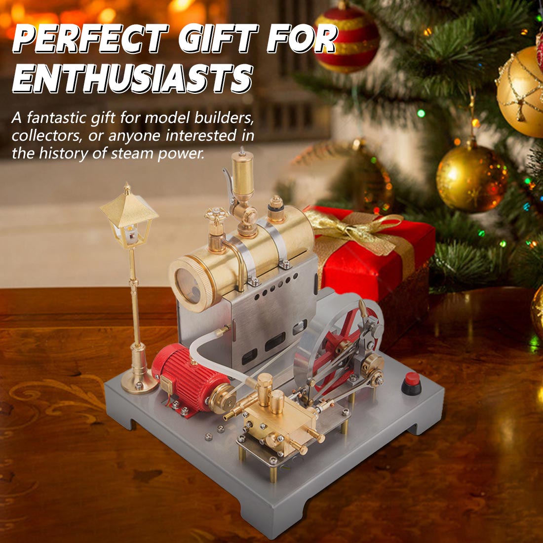 RETROL SE-02 DIY Horizontal Mill Steam Engine Boiler Model Kits with Generator Streetlight - stirlingkit