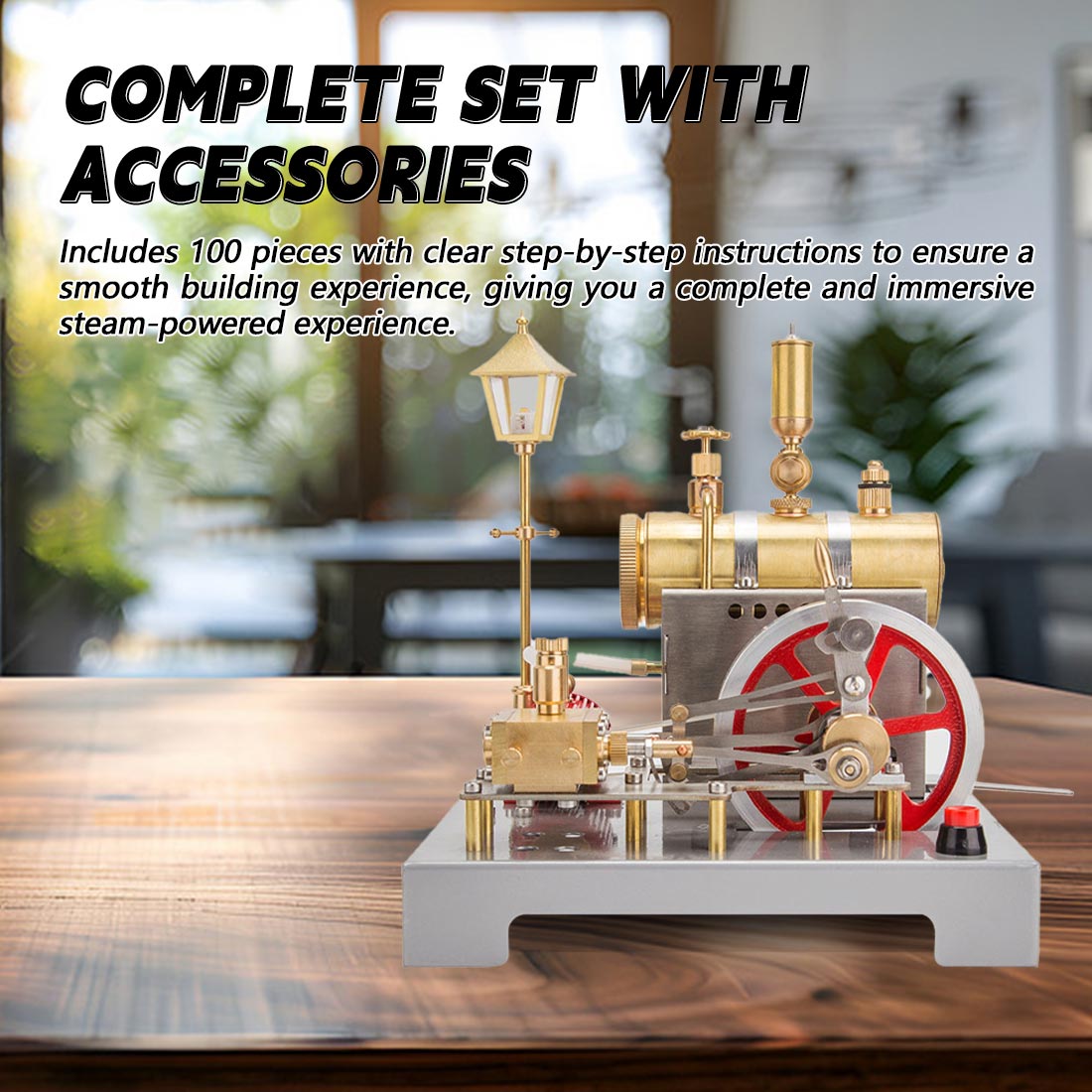 RETROL SE-02 DIY Horizontal Mill Steam Engine Boiler Model Kits with Generator Streetlight - stirlingkit