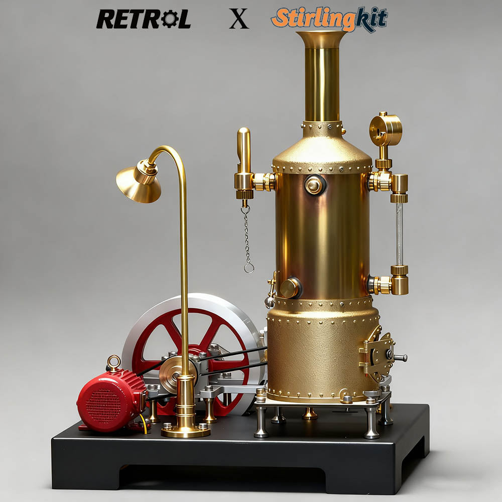 RETROL SE-03 Stationary Steam Mill Engine and Boiler DIY Model Kits with Generator Lamp Stand