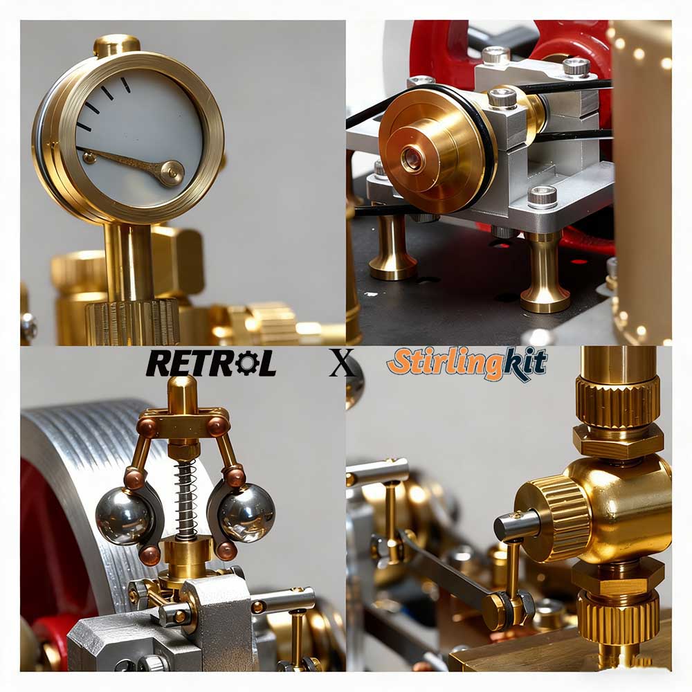 RETROL SE-03 Stationary Steam Mill Engine and Boiler DIY Model Kits with Generator Lamp Stand