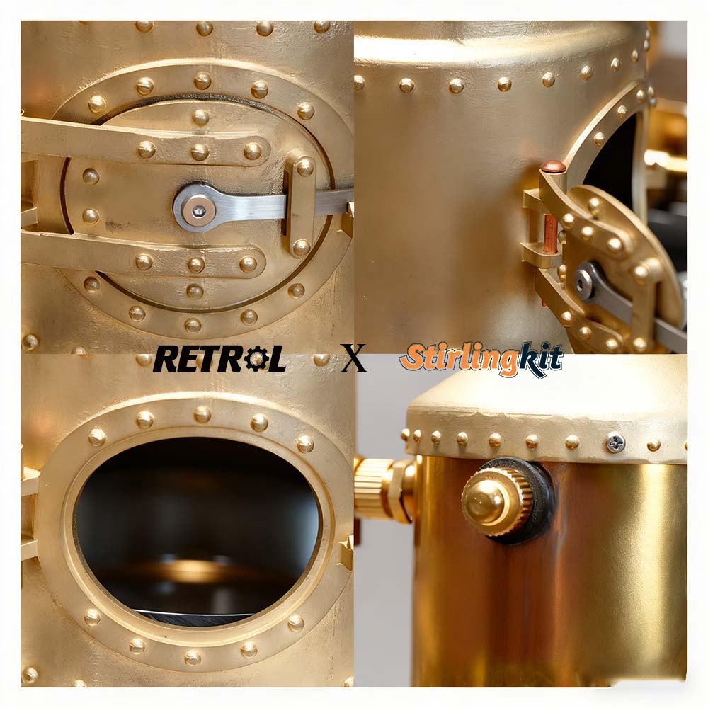RETROL SE-03 Stationary Steam Mill Engine and Boiler DIY Model Kits with Generator Lamp Stand