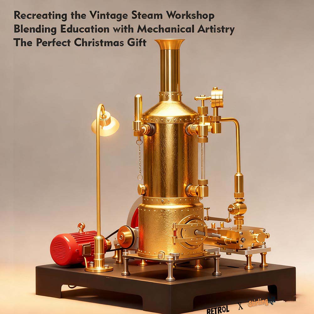 RETROL SE-03 Stationary Steam Mill Engine and Boiler DIY Model Kits with Generator Lamp Stand