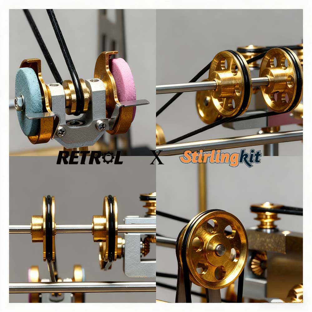 RETROL SE-03 Stationary Steam Mill Engine and Boiler DIY Model Kits with Generator Lamp Stand - stirlingkit