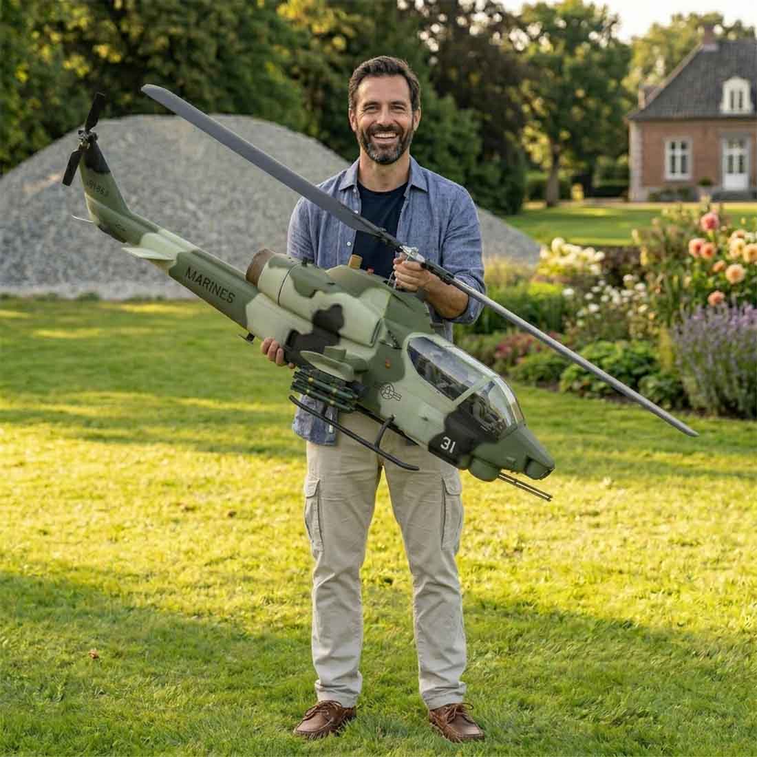 ROBAN AH-1 Cobra Super Large Scale GPS Helicopter 700 Size with H1 PRO Flight Controller 2.4G 6CH Camouflage Army Style - stirlingkit